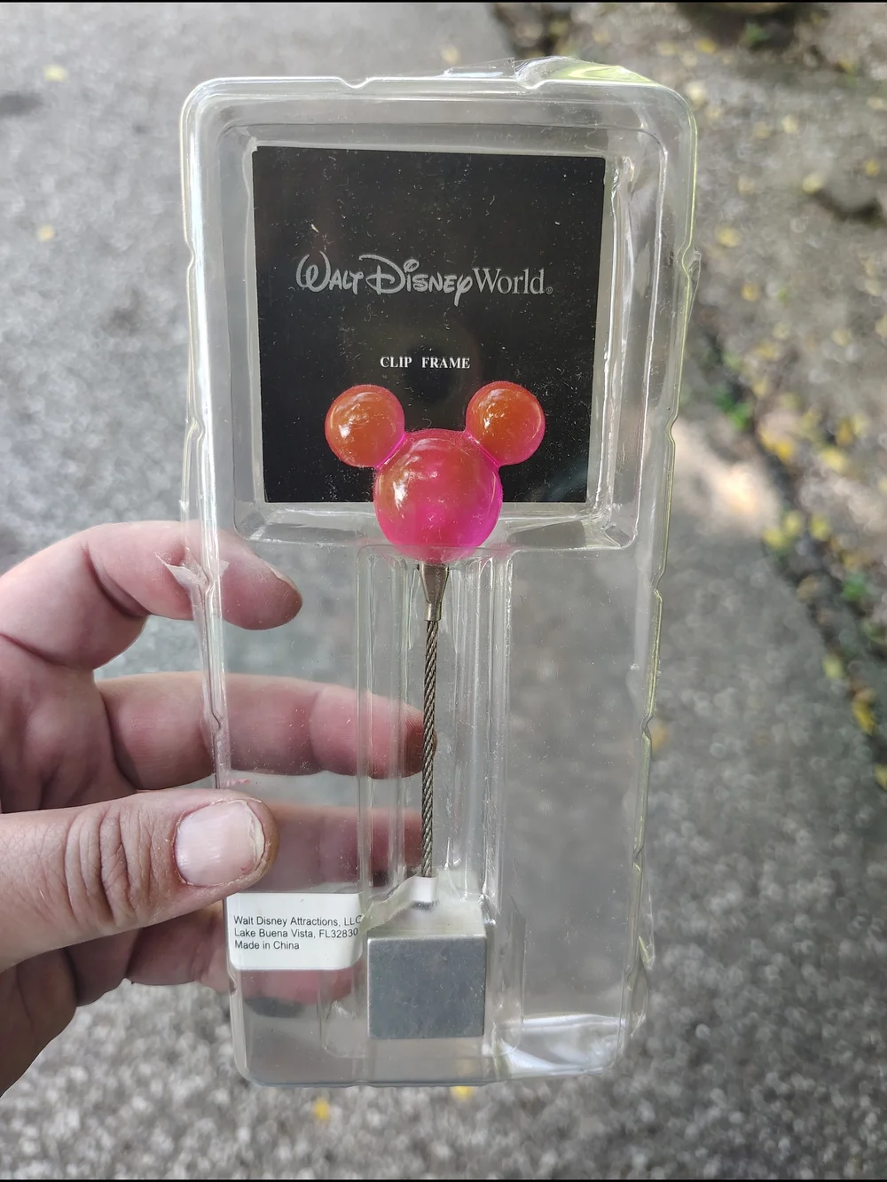 Disney Clip Frame with Pink-Orange Mickey Head Accent